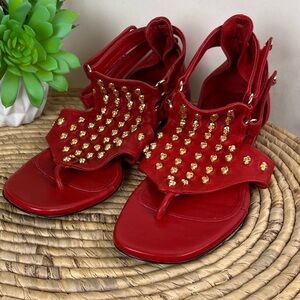 Thomas Wylde ‘Walking Dead’ Skull Sandals Red 7